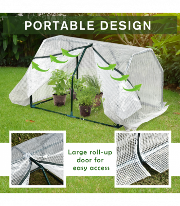 Greenhouse Mini PVC Cover Steel Frame White 99cm x 71cm x 60cm Compact Portable
