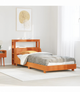 vidaXL Bed Frame without Mattress Wax Brown 75x190 cm Small Single Solid Wood Pine