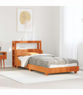vidaXL Bed Frame without Mattress Wax Brown 90x190 cm Single Solid Wood Pine