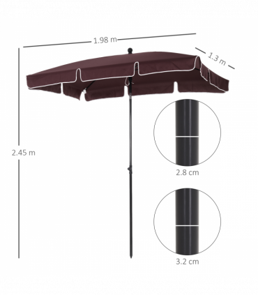 Aluminum Umbrella Parasol-Brown