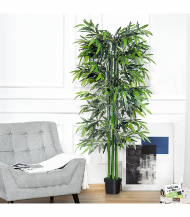 Artificial Bamboo Tree Plant 1.8 m-Green Bamboo/Black Pot PE plastic 2.5x2.5x180