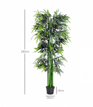 Artificial Bamboo Tree Plant 1.8 m-Green Bamboo/Black Pot PE plastic 2.5x2.5x180