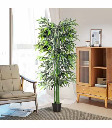 Artificial Bamboo Tree Plant 1.8 m-Green Bamboo/Black Pot PE plastic 2.5x2.5x180
