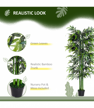 Artificial Bamboo Tree Plant 1.8 m-Green Bamboo/Black Pot PE plastic 2.5x2.5x180
