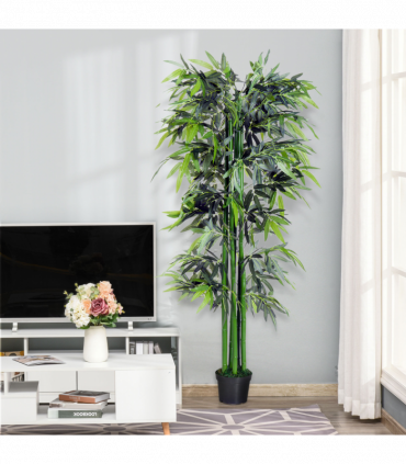 Artificial Bamboo Tree Plant 1.8 m-Green Bamboo/Black Pot PE plastic 2.5x2.5x180
