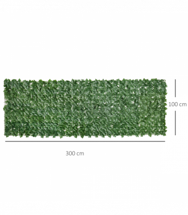 Artificial Leaf Screen Panel, 3x1 m-Dark Green
