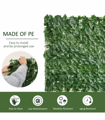 Artificial Leaf Screen Panel, 3x1 m-Dark Green