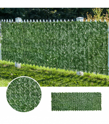 Artificial Leaf Screen Panel, 3x1 m-Dark Green