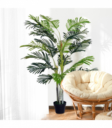 Artificial Plant Tree, 150cm, Crepe Leaves, Black Pot, Indoor Outdoor Use