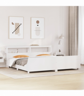 vidaXL Bed Frame without Mattress White 180x200 cm Super King Solid Wood Pine