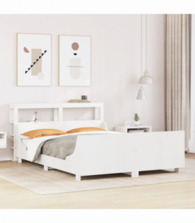 vidaXL Bed Frame without Mattress White 150x200 cm King Size Solid Wood Pine