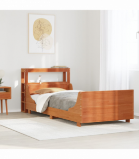 vidaXL Bed Frame without Mattress Wax Brown 90x190 cm Single Solid Wood Pine