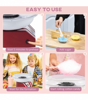 Candy Floss Machine, 450W-Red/White