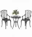 Cast Aluminium 2-Seater Outdoor Garden Table & Chair Set Brown