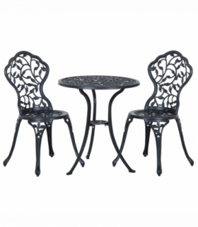 Cast Aluminium 3 Pcs Bistro Set-Black