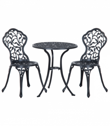 Cast Aluminium 3 Pcs Bistro Set-Black