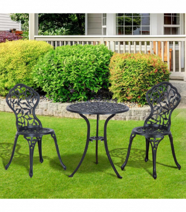 Cast Aluminium 3 Pcs Bistro Set-Black