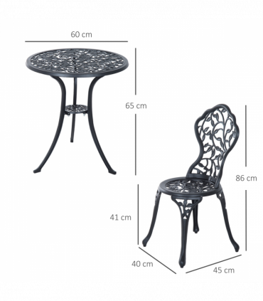 Cast Aluminium 3 Pcs Bistro Set-Black