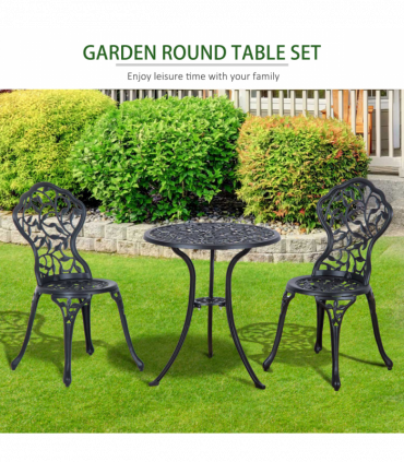 Cast Aluminium 3 Pcs Bistro Set-Black