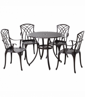 Cast Aluminium 4-Seater Outdoor Garden Table & Chair Set