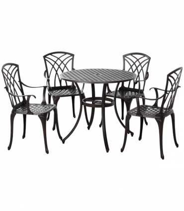 Cast Aluminium 4-Seater Outdoor Garden Table & Chair Set