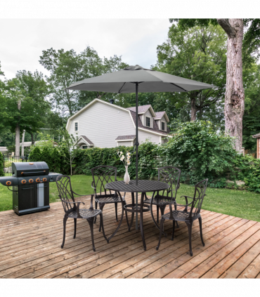 Cast Aluminium 4-Seater Outdoor Garden Table & Chair Set