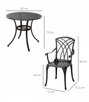 Cast Aluminium 4-Seater Outdoor Garden Table & Chair Set