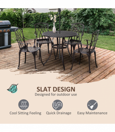 Cast Aluminium 4-Seater Outdoor Garden Table & Chair Set