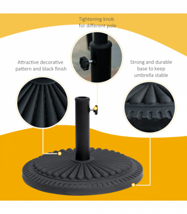 Cement Outdoor Garden Round Parasol Base Black