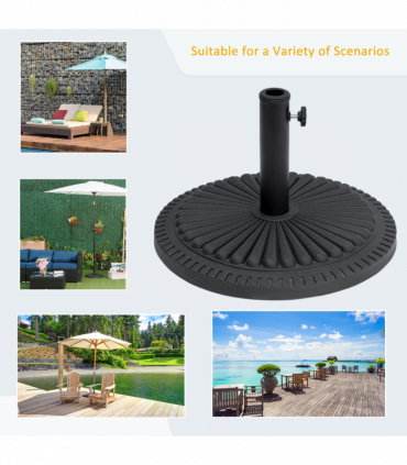Cement Outdoor Garden Round Parasol Base Black