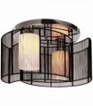Chandelier, Fabric, Cream white, Black, 40x25H cm, Chrome/Fabric-Black