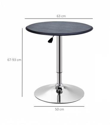 Chrome Steel Height Adjustable Round Bar Table Dinning Table Black