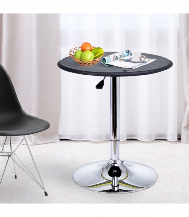Chrome Steel Height Adjustable Round Bar Table Dinning Table Black