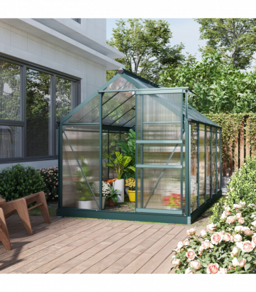 Polycarbonate Greenhouse Dark Green 312cm x 190cm x 201cm Walk-In Garden Plants