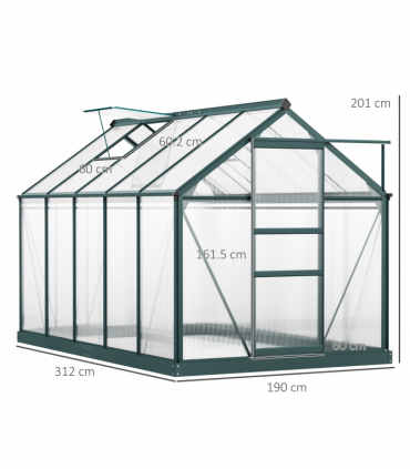 Polycarbonate Greenhouse Dark Green 312cm x 190cm x 201cm Walk-In Garden Plants