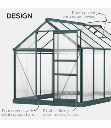 Polycarbonate Greenhouse Dark Green 312cm x 190cm x 201cm Walk-In Garden Plants