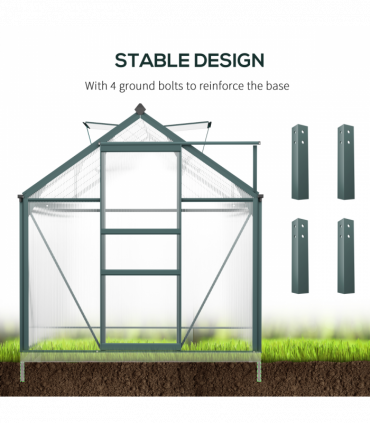 Polycarbonate Greenhouse Dark Green 312cm x 190cm x 201cm Walk-In Garden Plants