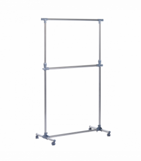 Clothes Hanger W/Wheels, Heavy Duty-Silver/Grey