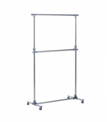 Clothes Hanger W/Wheels, Heavy Duty-Silver/Grey