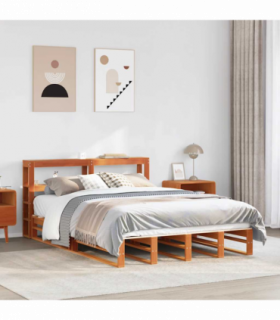 vidaXL Bed Frame without Mattress Wax Brown 140x190 cm Solid Wood Pine