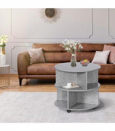 Coffee Table, 2-Tier, ?60x39.5H cm-Cement Colour