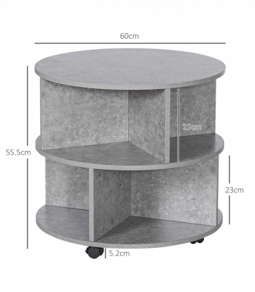 Coffee Table, 2-Tier, ?60x39.5H cm-Cement Colour