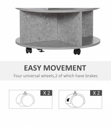 Coffee Table, 2-Tier, ?60x39.5H cm-Cement Colour