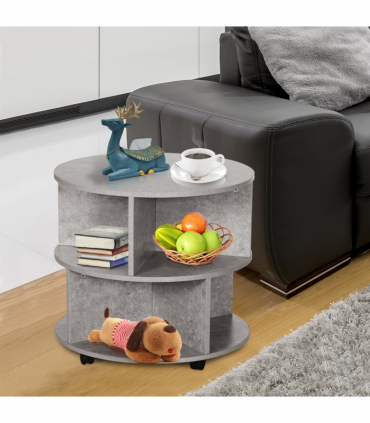 Coffee Table, 2-Tier, ?60x39.5H cm-Cement Colour