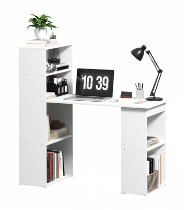 Computer Desk, White, 120L x 55D x 120H cm, Particle board, Space saving design