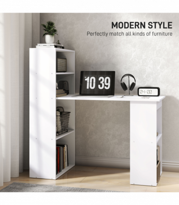 Computer Desk, White, 120L x 55D x 120H cm, Particle board, Space saving design