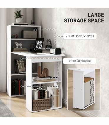 Computer Desk, White, 120L x 55D x 120H cm, Particle board, Space saving design