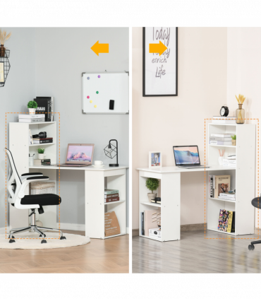 Computer Desk, White, 120L x 55D x 120H cm, Particle board, Space saving design