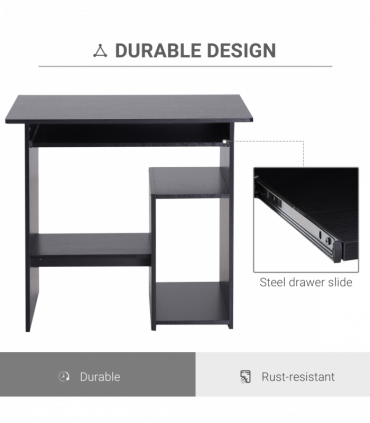 Computer Desk, 73.5H cm-Black, Particleboard, 80L x 45W x 73.5H cm