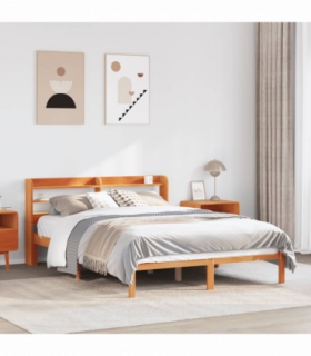 vidaXL Bed Frame with Headboard without Mattress Wax Brown 120x200 cm
